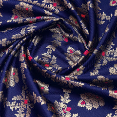 Majestic Navy Blue Banarasi Silk Saree with Rani Pink Rich Pallu