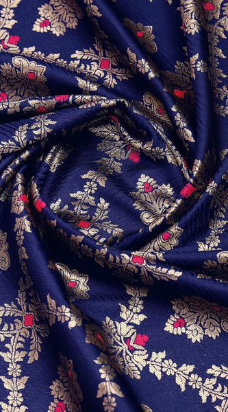 Majestic Navy Blue Banarasi Silk Saree with Rani Pink Rich Pallu