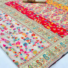 Wedding Special Banarasi Silk Saree with Zari Work white