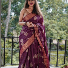 Traditional Banarasi Saree with Pure Silk Threads wine