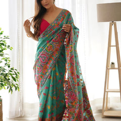 Fairytale Rama Pashmina saree With Angelic Blouse Piece