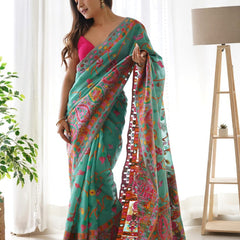 Fairytale Rama Pashmina saree With Angelic Blouse Piece