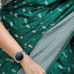 Petrichor Green Cotton Silk Saree With Woebegone Blouse Piece