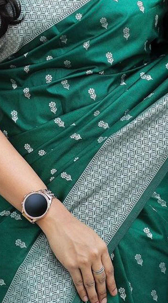 Petrichor Green Cotton Silk Saree With Woebegone Blouse Piece