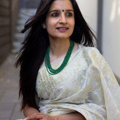 Designer Beige Cotton Silk Saree With Entrancing Blouse Piece