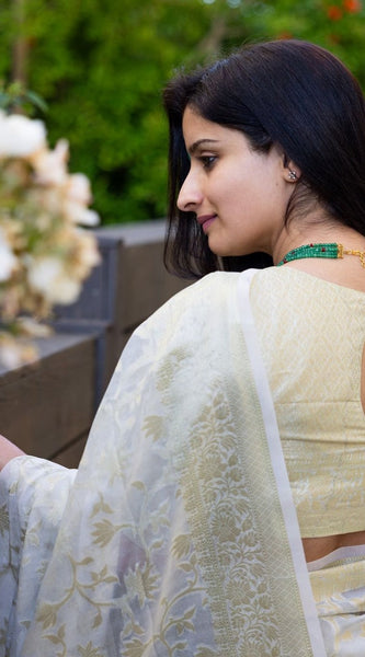 Designer Beige Cotton Silk Saree With Entrancing Blouse Piece