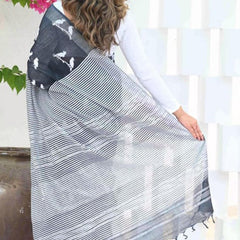 Alluring Black Cotton Silk Saree With Deserving Blouse Piece