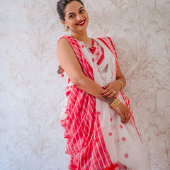 Lissome White Cotton Silk Saree With Smashing Blouse Piece