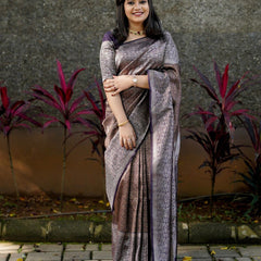 Gorgeous Purple Soft Silk Saree With Impressive Blouse Piece