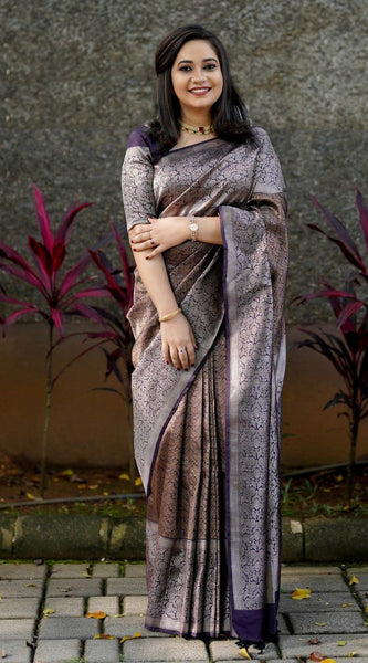 Gorgeous Purple Soft Silk Saree With Impressive Blouse Piece