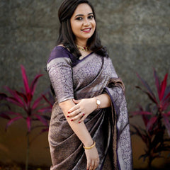 Gorgeous Purple Soft Silk Saree With Impressive Blouse Piece