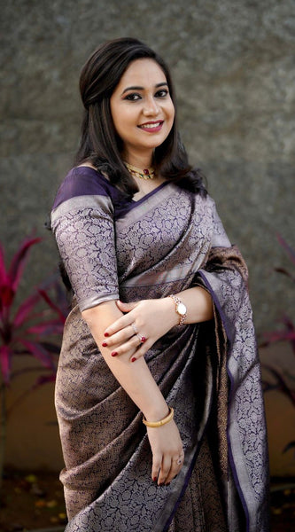 Gorgeous Purple Soft Silk Saree With Impressive Blouse Piece
