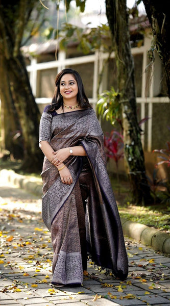 Gorgeous Purple Soft Silk Saree With Impressive Blouse Piece