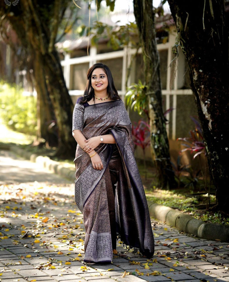 Gorgeous Purple Soft Silk Saree With Impressive Blouse Piece