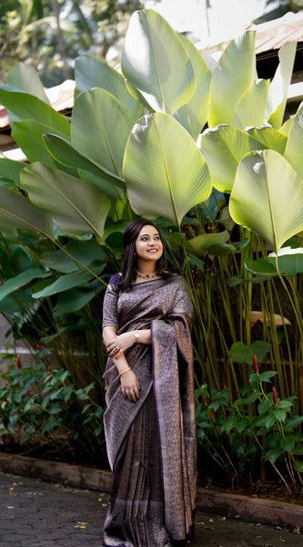 Gorgeous Purple Soft Silk Saree With Impressive Blouse Piece