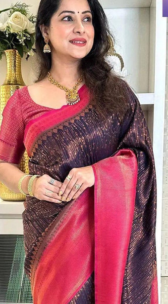 Outstanding Blue Soft Banarasi Silk Saree With Majesty Blouse Piece