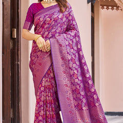 Inspiring Purple Kanjivaram Silk Saree With Desuetude Blouse Piece