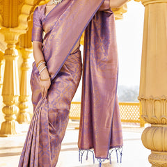 Scrupulous Purple Kanjivaram Silk Saree With Posh Blouse Piece