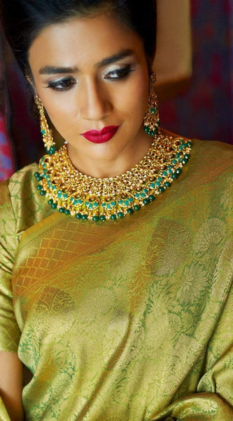 Phenomenal Green Kanjivaram Silk Saree With Outstanding Blouse Piece
