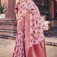 Demesne Lavender Organza Silk Saree With Lassitude Blouse Piece