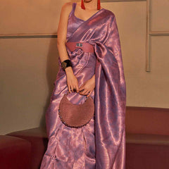 Gorgeous Light Pink Kanjivaram Silk Saree With Capricious Blouse Piece
