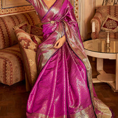Innovative Purple Kanjivaram Silk Saree With Flattering Blouse Piece