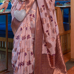 Imaginative Lavender Organza Silk Saree With Staggering Blouse Piece