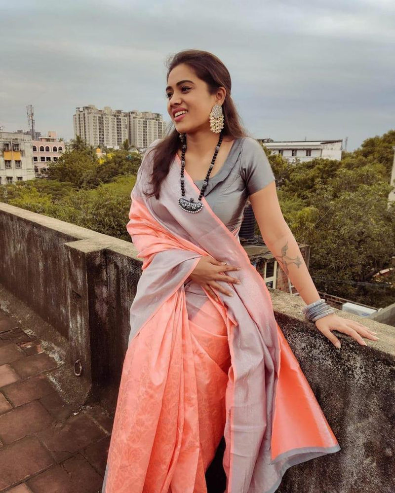 Premium Soft Lichi Silk Saree with Jacquard Weaving