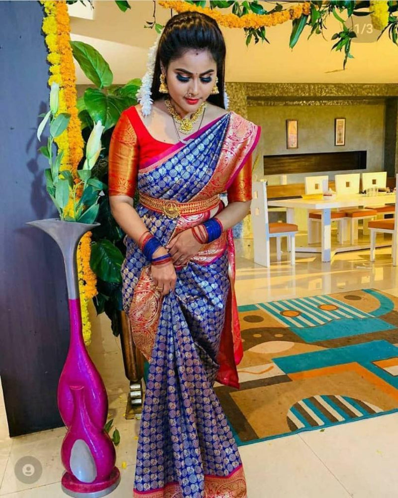 Premium Lichi Silk Saree with Designer Zari Work