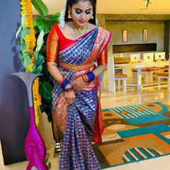 Premium Lichi Silk Saree with Designer Zari Work