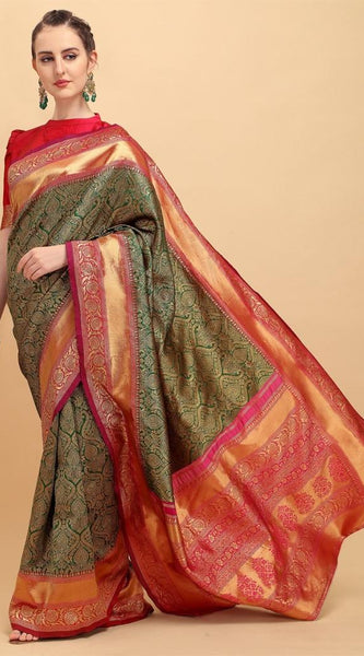 Traditional Lichi Silk Saree with Rich Zari