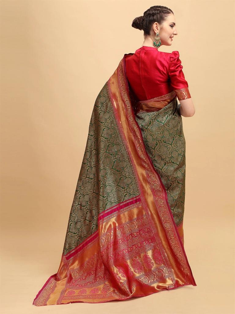 Traditional Lichi Silk Saree with Rich Zari