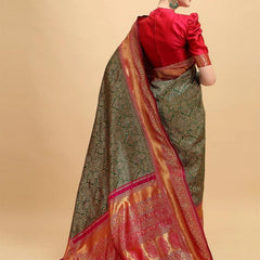 Traditional Lichi Silk Saree with Rich Zari