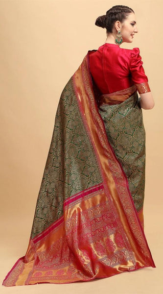Traditional Lichi Silk Saree with Rich Zari