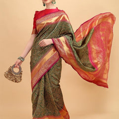 Traditional Lichi Silk Saree with Rich Zari