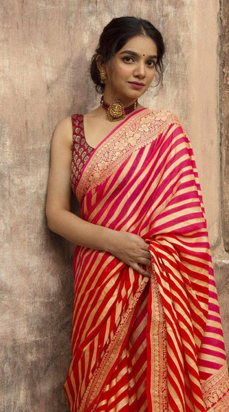 Wedding Special Lichi Silk Saree with Heavy Zari Work