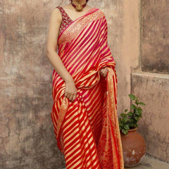 Wedding Special Lichi Silk Saree with Heavy Zari Work