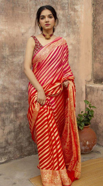Wedding Special Lichi Silk Saree with Heavy Zari Work