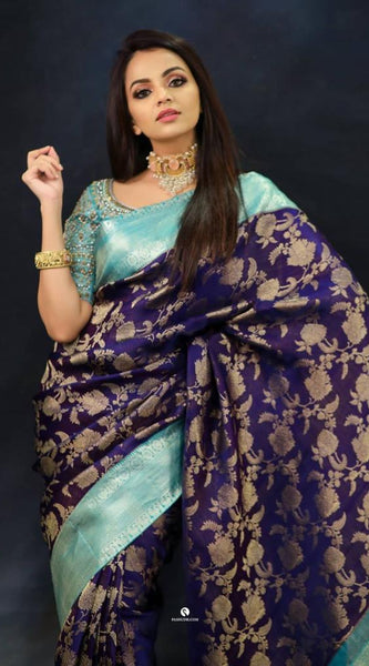 Party Wear Lichi Silk Saree with Elegant Zari Pattern