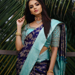 Party Wear Lichi Silk Saree with Elegant Zari Pattern
