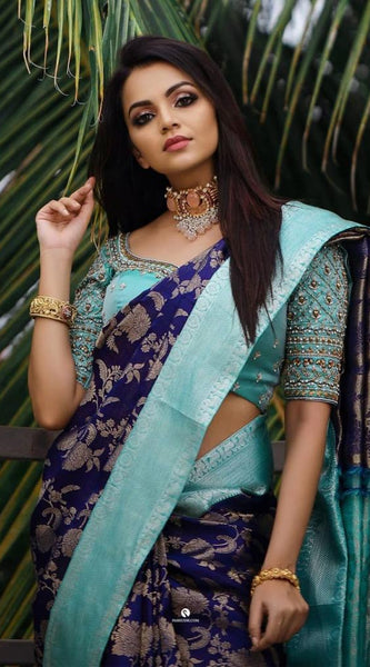 Party Wear Lichi Silk Saree with Elegant Zari Pattern