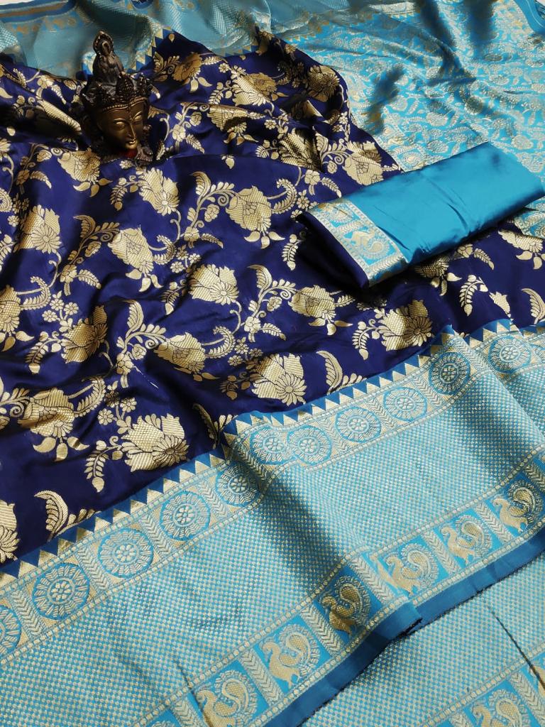Party Wear Lichi Silk Saree with Elegant Zari Pattern