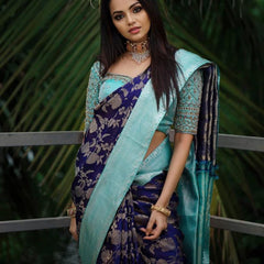 Party Wear Lichi Silk Saree with Elegant Zari Pattern