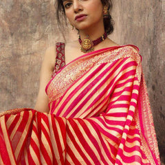 Wedding Special Lichi Silk Saree with Heavy Zari Work