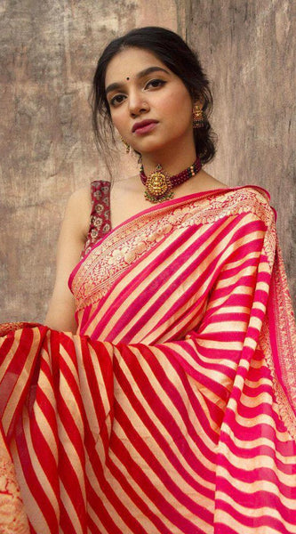 Wedding Special Lichi Silk Saree with Heavy Zari Work