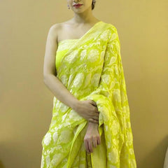 Latest Lichi Silk Saree with Golden Zari Weaving