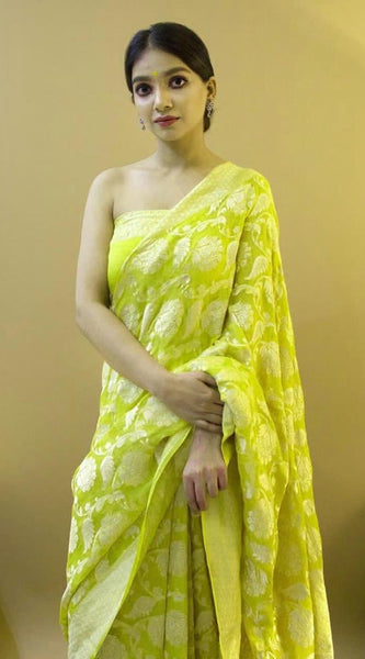 Latest Lichi Silk Saree with Golden Zari Weaving