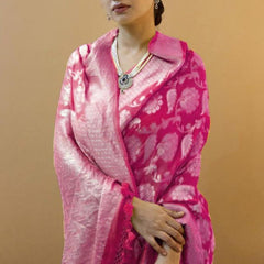 Latest Lichi Silk Saree with Golden Zari Weaving