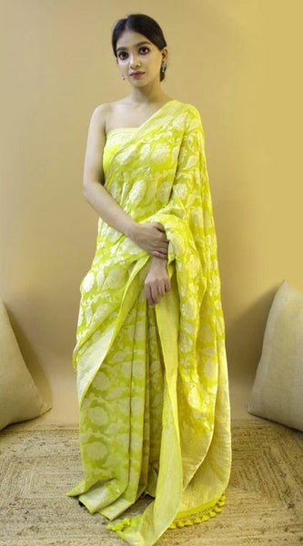 Latest Lichi Silk Saree with Golden Zari Weaving
