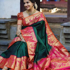 Charming Lichi Silk Saree with Rich Zari Weaving